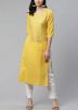 Yellow Embroidered Kurta With Pant Set