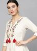 Readymade Off White Embroidered Kurta Set