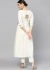 Readymade Off White Embroidered Kurta Set