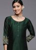 Readymade Green Embroidered Kurta Set