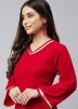 Red Readymade Velvet Kurta & Palazoo