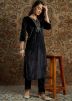 Black Readymade Embroidered Kurta Set