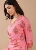 Pink Hand Block Printed Kurta With Sharara