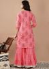 Pink Hand Block Printed Kurta With Sharara