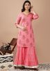 Pink Hand Block Printed Kurta With Sharara