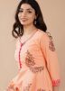 Peach Hand Block Printed Gharara Suit