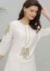 White Embroidered Kurta Palazzo Set