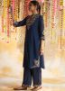 Blue Readymade Embroidered Pant Kurta Set