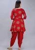 Red Printed Peplum Kurta & Dhoti