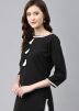 Black Laced Kurta With Palazzo in Rayon