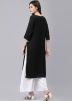 Black Laced Kurta With Palazzo in Rayon