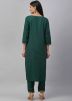 Green Embroidered Pant Kurta In Rayon