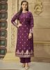 Purple Kurta & Pant In Woven Work