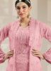 Pink Readymade Palazzo Set With Jacket