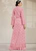 Pink Readymade Palazzo Set With Jacket