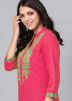 Pink Embroidered Front Slit Kurta & Palazzo