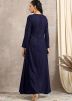 Blue Velvet Long Tunic With Pant