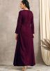 Purple Readymade Long Tunic & Pant In Velvet