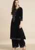 Black Embroidered Velvet Kurta & Palazzo