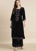 Black Embroidered Velvet Kurta & Palazzo