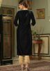 Black Straight Cut Kurta Set In Velvet