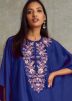 Blue Kaftan Kurta Set In Art Silk