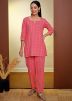 Pink Zig-Zag Printed Kurti With Pant