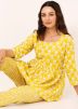 Yellow Printed Kurta Set In Cotton