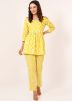 Yellow Printed Kurta Set In Cotton