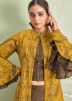 Brown Readymade Indowestern Pant Set & Jacket In Reyon