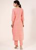 Peach Bandhej Printed Kurta And Pant