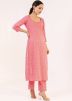 Pink Printed Cotton Kurta And Pant