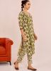 Green Straight Cut Printed Pant Kurta