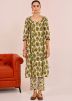 Green Straight Cut Printed Pant Kurta