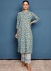 Blue Festive Kurta & Pant In Cotton