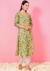 Yellow Readymade Pant & Kurta In Floral Print