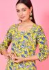 Yellow Readymade Pant & Kurta In Floral Print