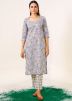 Purple Printed Cotton Kurta & Pant