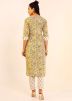 Yellow Floral Printed Kurta With Pant