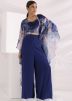 Blue Abstract Print Cape Style Pant Set