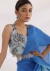 Blue Embroidered Top Skirt & Attached Dupatta