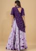 Purple Embroidered Skirt Set In Art Silk