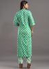 Green Cotton Kurta Set In Printed