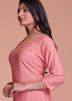 Pink Viscose Woven Kurta Set