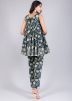 Black Readymade Floral Printed Kurta Set