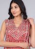 Red Readymade Printed Kurta Set