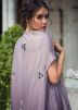 Purple Embroidered Jacket Style Top & Palazzo