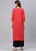 Readymade Red Laced Rayon Kurta Palazzo Set