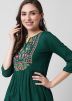 Green Embroidered Kurta Set In Rayon