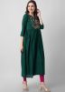 Green Embroidered Kurta Set In Rayon